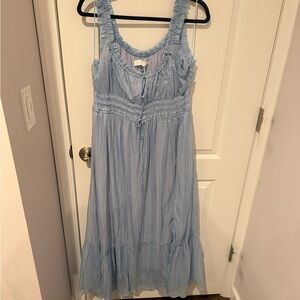 Astr Light Blue Gauzy Maxi Dress with Smocked Waist